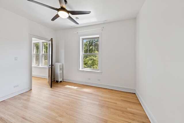 847 S Humphrey Ave Unit 3, Oak Park, IL 60304 - empty room with radiator, light wood-style floors, and baseboards