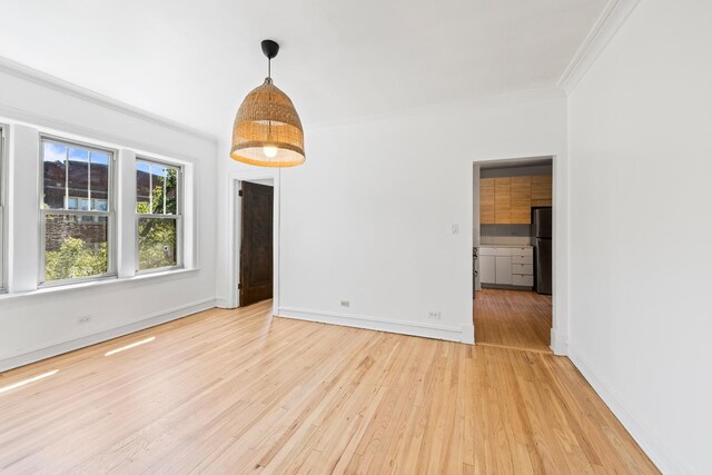 847 S Humphrey Ave Unit 3, Oak Park, IL 60304 - unfurnished room featuring light wood-style flooring, ornamental molding, and baseboards
