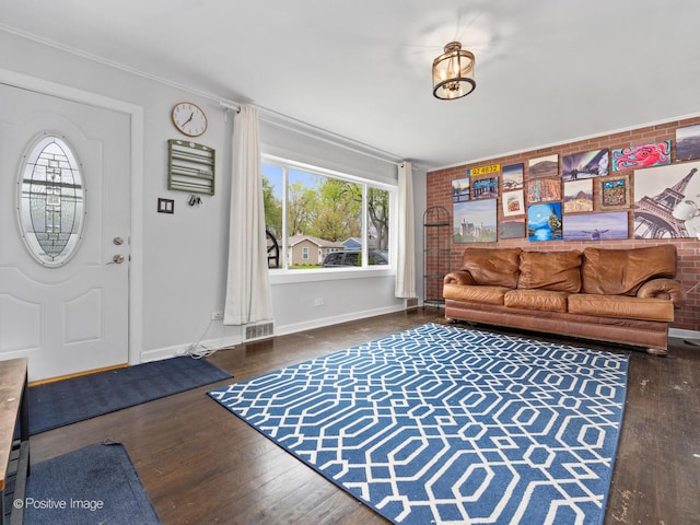 307 N Schubert St, Palatine, IL 60067 - living room featuring wood finished floors, baseboards, and ornamental molding