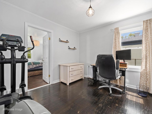 307 N Schubert St, Palatine, IL 60067 - office with wood finished floors, crown molding, and baseboards