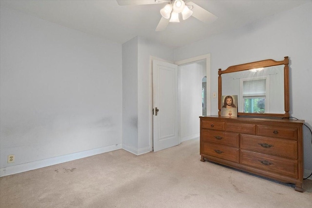 37519 N N Ave, Beach Park, IL 60087 - bedroom featuring light carpet, arched walkways, a ceiling fan, and baseboards