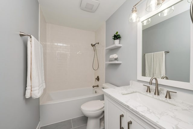 9104 Oriole Trl, Wonder Lake, IL 60097 - full bathroom with vanity, toilet, tub / shower combination, and tile patterned floors