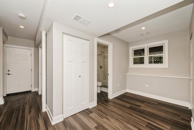 9104 Oriole Trl, Wonder Lake, IL 60097 - hall featuring dark wood-type flooring, baseboards, and recessed lighting