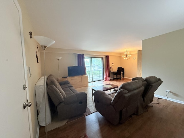 22633 Pleasant Dr Unit 11B, Richton Park, IL 60471 - living area with a chandelier, wood finished floors, and baseboards