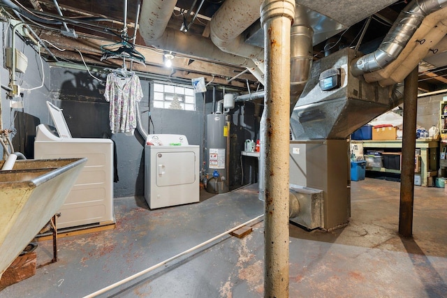1678 State Line Rd, Calumet City, IL 60409 - basement with gas water heater and independent washer and dryer