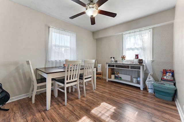 1678 State Line Rd, Calumet City, IL 60409 - dining room featuring ceiling fan, wood finished floors, baseboards, and a textured wall
