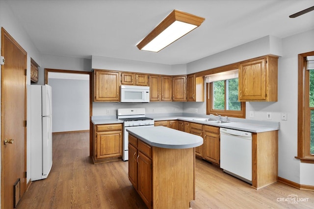 1345 William St, Sycamore, IL 60178 - kitchen with white appliances, light wood-style flooring, and light countertops