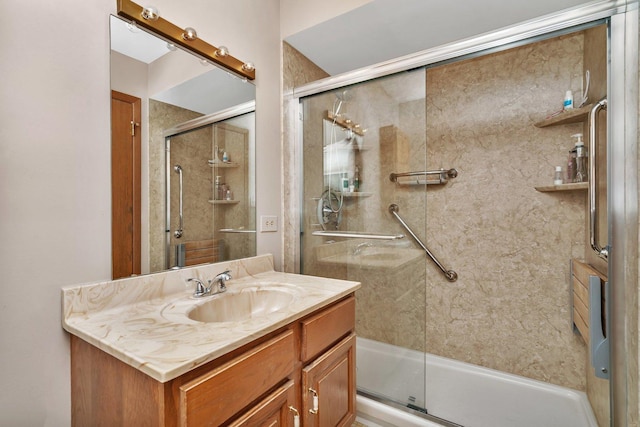 910 N Dovington Dr, Hoffman Estates, IL 60169 - bathroom featuring vanity and a shower with door