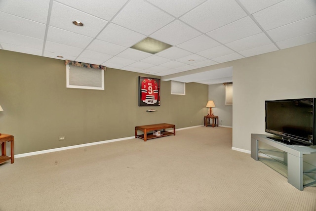 910 N Dovington Dr, Hoffman Estates, IL 60169 - finished below grade area with carpet floors, baseboards, and a drop ceiling