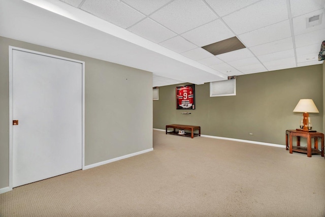 910 N Dovington Dr, Hoffman Estates, IL 60169 - finished below grade area featuring carpet, baseboards, and a drop ceiling