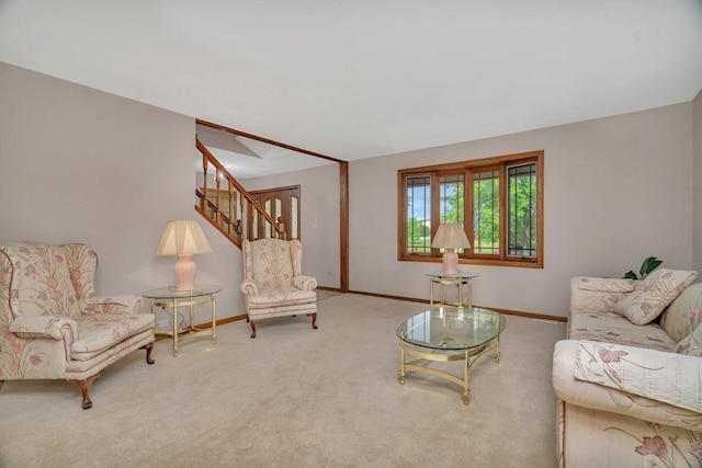 910 N Dovington Dr, Hoffman Estates, IL 60169 - living room with stairway, baseboards, and carpet flooring