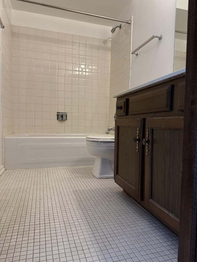 4100 Cove Ln Unit F, Glenview, IL 60025 - bathroom with toilet, bathtub / shower combination, tile patterned floors, and vanity