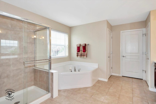 17022 S Creighton Dr, Lockport, IL 60441 - bathroom with a bath, a shower stall, tile patterned flooring, and baseboards