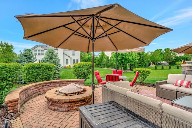 17022 S Creighton Dr, Lockport, IL 60441 - view of patio / terrace featuring an outdoor living space with a fire pit