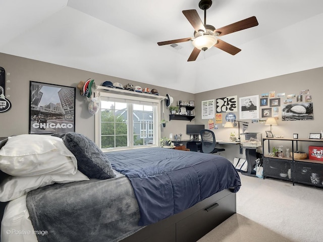 158 Los Lagos Dr, Bloomingdale, IL 60108 - bedroom with carpet flooring, lofted ceiling, and ceiling fan