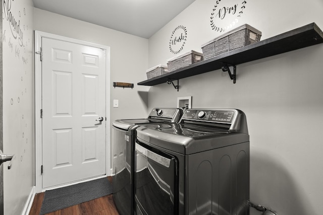 304 Turnbridge Dr, Shorewood, IL 60404 - laundry area with separate washer and dryer, dark wood finished floors, and baseboards