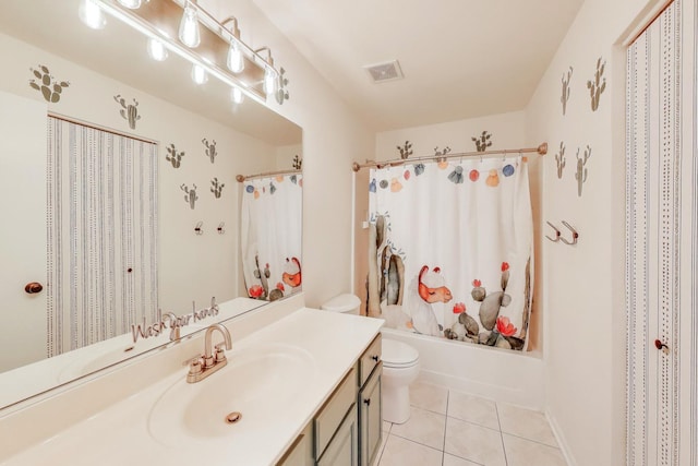 31905 Millard Cir, Warrenville, IL 60555 - full bath featuring toilet, tile patterned flooring, vanity, and shower / bath combo with shower curtain