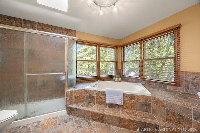 26W568 Lindsey Ave, Winfield, IL 60190 - full bathroom with plenty of natural light, toilet, a bath, and a stall shower