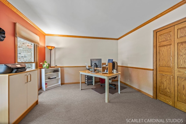 26W568 Lindsey Ave, Winfield, IL 60190 - office space with ornamental molding, carpet floors, and baseboards