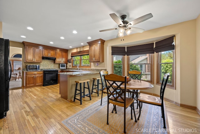 26W568 Lindsey Ave, Winfield, IL 60190 - dining room featuring recessed lighting, light wood-style flooring, baseboards, and ceiling fan