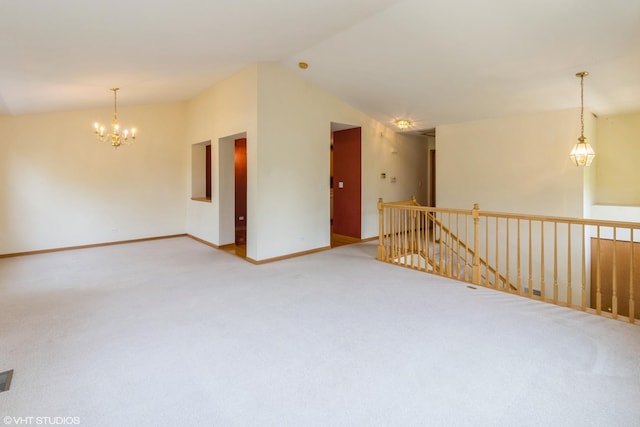 1292 Georgetown Way Unit 1292, Vernon Hills, IL 60061 - carpeted empty room featuring a chandelier and lofted ceiling