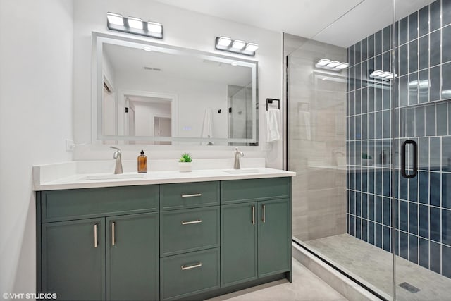 6947 N Overhill Ave, Chicago, IL 60631 - bathroom with double vanity and a stall shower
