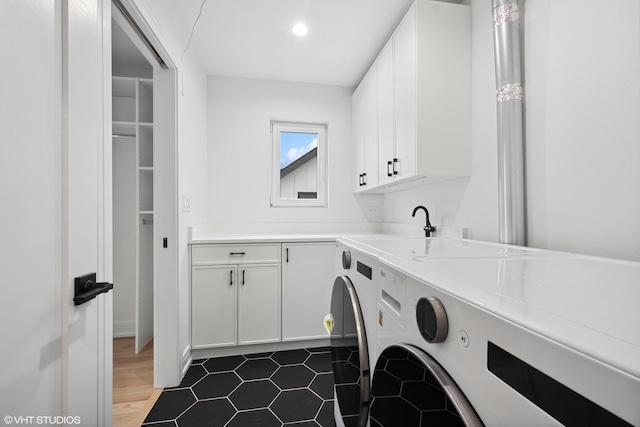 6947 N Overhill Ave, Chicago, IL 60631 - washroom featuring cabinet space, independent washer and dryer, and recessed lighting