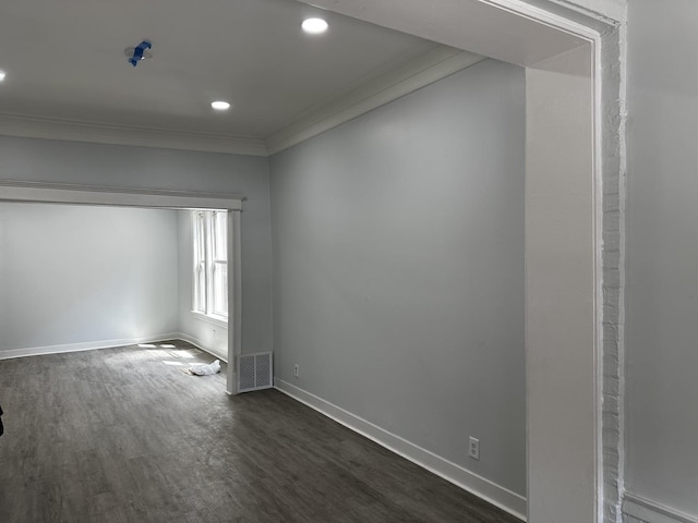 7621 S Eberhart Ave, Chicago, IL 60619 - unfurnished room featuring crown molding, dark wood-style floors, baseboards, and recessed lighting