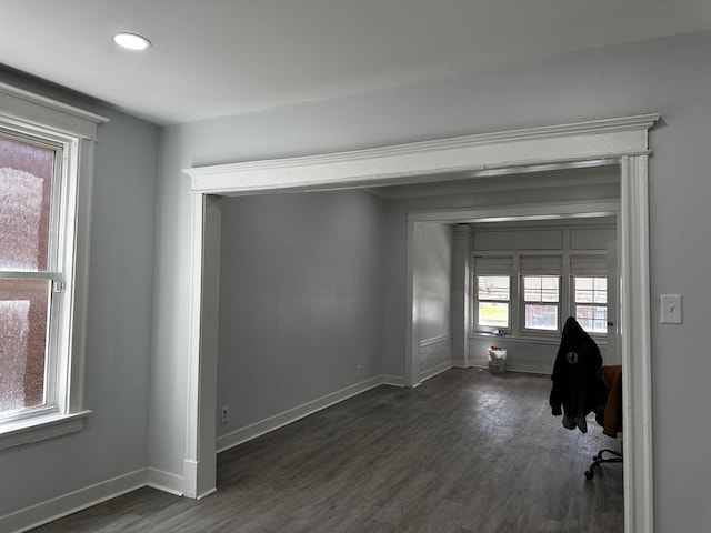 7621 S Eberhart Ave, Chicago, IL 60619 - spare room featuring dark wood-style floors, baseboards, and recessed lighting
