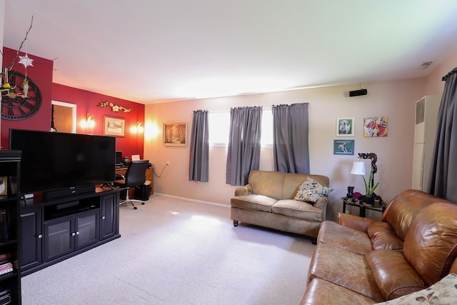 80 Flagstaff Ln, Hoffman Estates, IL 60169 - living room featuring an office area, light colored carpet, and baseboards
