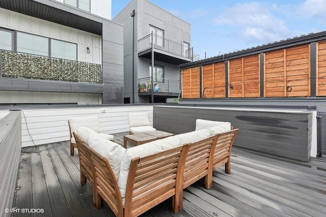 2633 N Emmett St Unit 1F, Chicago, IL 60647 - wooden deck featuring an outdoor living space