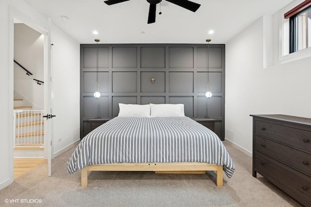 2633 N Emmett St Unit 1F, Chicago, IL 60647 - bedroom with carpet flooring, a decorative wall, baseboards, and recessed lighting