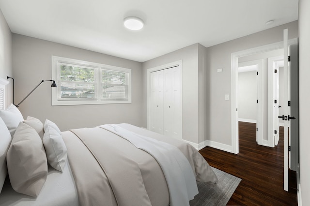 1166 S Highland Ave, Arlington Heights, IL 60005 - bedroom with dark wood-type flooring, a closet, and baseboards