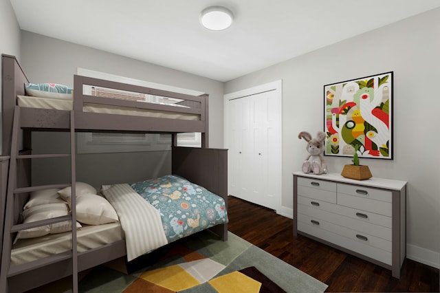 1166 S Highland Ave, Arlington Heights, IL 60005 - bedroom with dark wood-style flooring, baseboards, and a closet