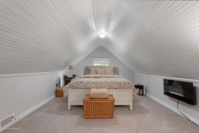 17918 Ridgewood Ave, Lansing, IL 60438 - bedroom with wooden ceiling, light colored carpet, vaulted ceiling, and baseboards