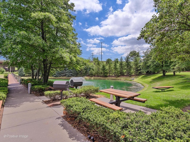 9715 Woods Dr Unit 1104, Skokie, IL 60077 - view of community with a lawn and a water view