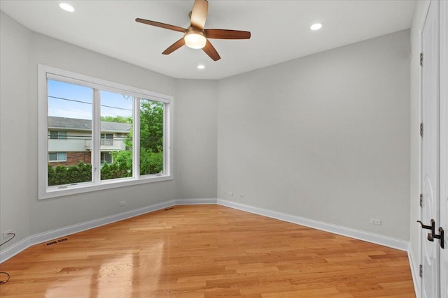 3 Crestview Ter, Buffalo Grove, IL 60089 - unfurnished room featuring ceiling fan, light wood-style floors, recessed lighting, and baseboards