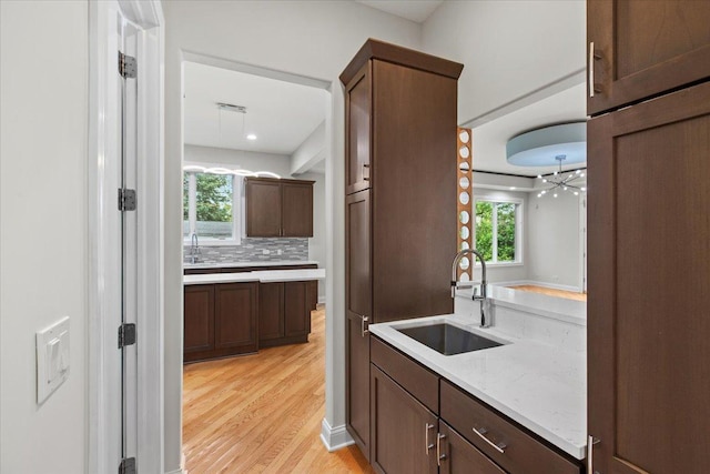 3 Crestview Ter, Buffalo Grove, IL 60089 - bar featuring a sink, light wood-style floors, and decorative backsplash