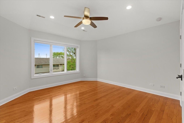 3 Crestview Ter, Buffalo Grove, IL 60089 - unfurnished room with a ceiling fan, light wood finished floors, baseboards, and recessed lighting