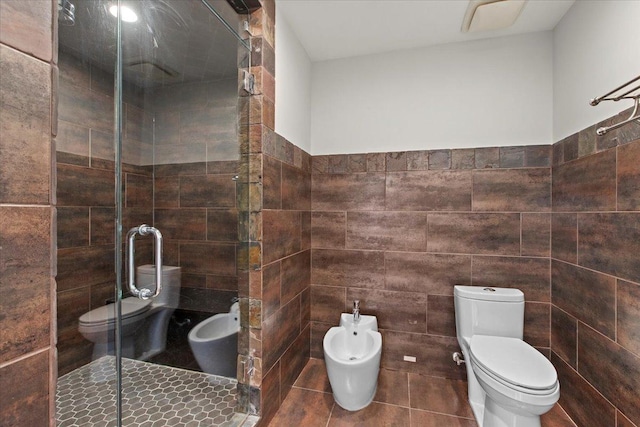 3 Crestview Ter, Buffalo Grove, IL 60089 - full bath with toilet, a bidet, tile walls, and a stall shower