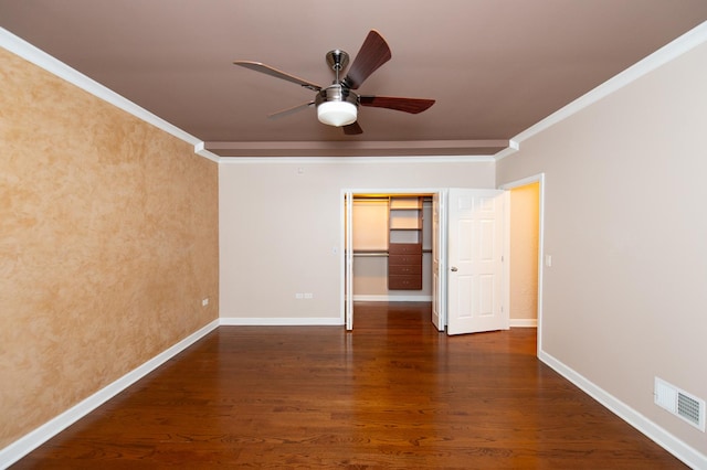 2612 W Diversey Ave Unit 101, Chicago, IL 60647 - unfurnished room featuring ceiling fan, ornamental molding, wood finished floors, and baseboards