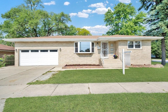 11400 S Ridgeland Ave, Worth, IL 60482 - view of front of property with brick siding, a garage, concrete driveway, and a front lawn