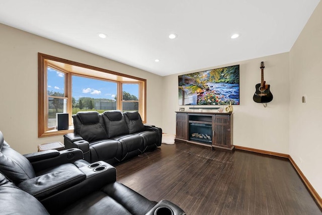 11400 S Ridgeland Ave, Worth, IL 60482 - living room with a fireplace, dark wood-style floors, baseboards, and recessed lighting