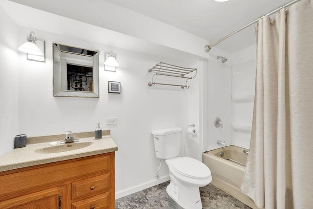 11400 S Ridgeland Ave, Worth, IL 60482 - bathroom featuring shower / bath combination with curtain, vanity, toilet, and baseboards