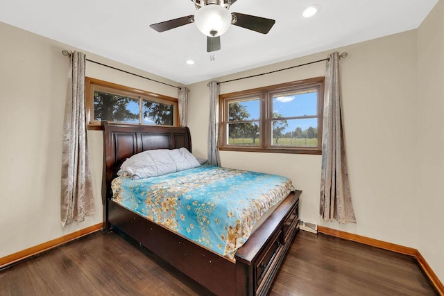 11400 S Ridgeland Ave, Worth, IL 60482 - bedroom with baseboards, wood finished floors, recessed lighting, and ceiling fan