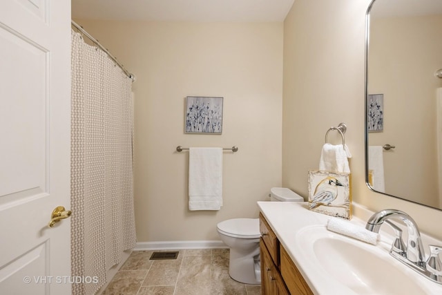 2831 Granite Ct, Crystal Lake, IL 60012 - bathroom with toilet, vanity, baseboards, tile patterned floors, and a shower with shower curtain