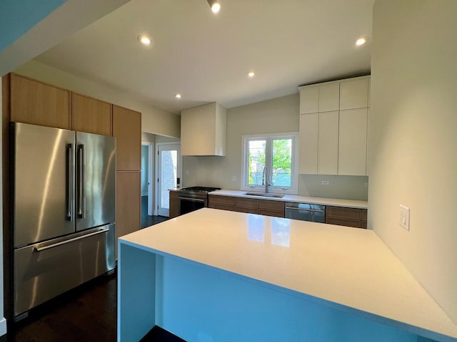 7841 W Argyle St, Norridge, IL 60706 - kitchen with stainless steel appliances, a sink, light countertops, modern cabinets, and recessed lighting