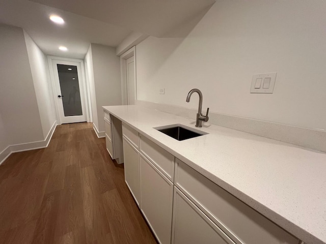 7841 W Argyle St, Norridge, IL 60706 - kitchen featuring a sink, dark wood-type flooring, recessed lighting, and baseboards