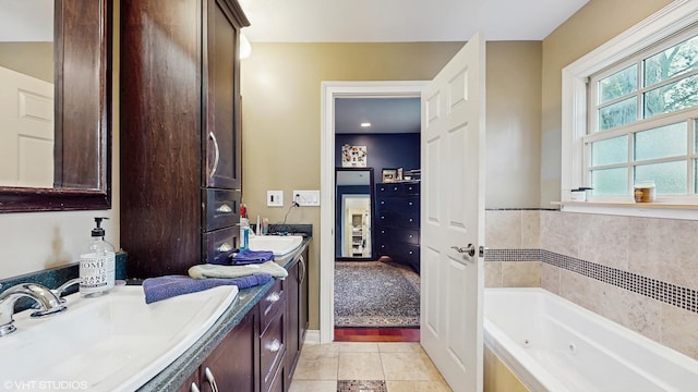 8N594 S Mclean Blvd, South Elgin, IL 60177 - bathroom with vanity, tile patterned flooring, and a tub with jets