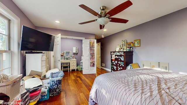 8N594 S Mclean Blvd, South Elgin, IL 60177 - bedroom with wood finished floors, recessed lighting, and a ceiling fan
